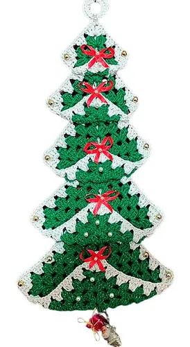 Árvore De Natal De Crochê Enfeite De Porta Esmeralda | Parcelamento sem juros Árvore De Natal De Crochê Enfeite De Porta Esmeralda | Parcelamento sem juros