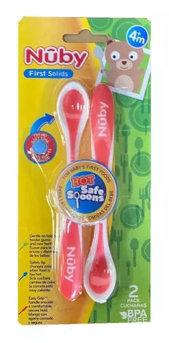 comprar Set X2 Cucharas Largas Termosensibles Nuby Silicona Bebe +4m