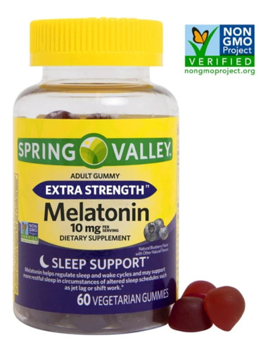 Spring Valley Melatonina 10mg 60 Gomitas Sabor Arándano 