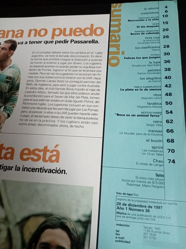 Mística Olé 36 Suplemento Fierros River 20 Diciembre 1997 E (Usado)