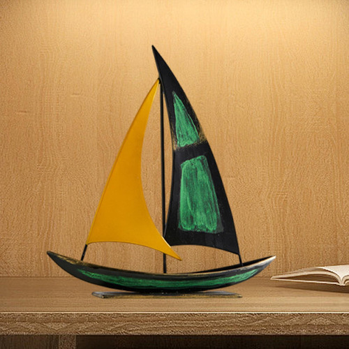 Iron Sailboat Escultura Figurina Decorativa Estatua De Botes