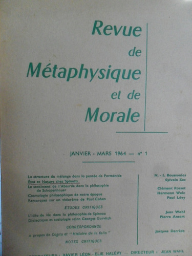 Revue De Métaphisique Et De Morale. Jean Wahl. Aranguren 