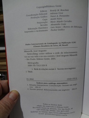 Livro Networking José Augusto Minarelli (Usado)