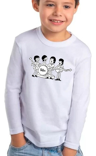 Polera Manga Larga Niños Diseño Caricatura The Beatles