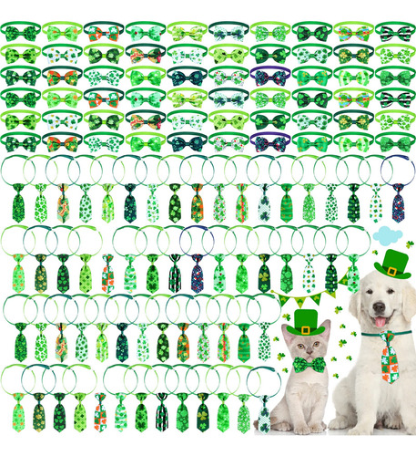 Juego De 120 Corbatines Para Perro Del Dia De San Patricio, 