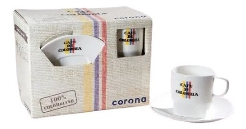 Taza De Café De Colombia Set 4 Puestos 240cc Pocillos Cocina