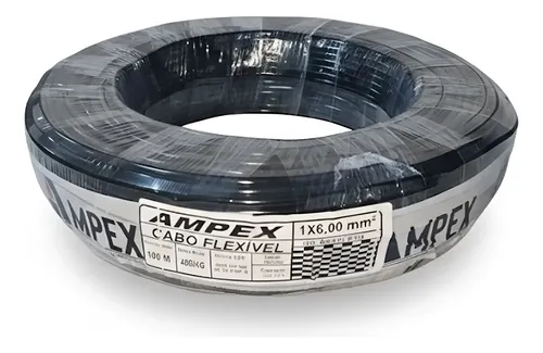 Ampex Fio Elétrico Cabo Flexível 6mm Rolo 100 Metros.