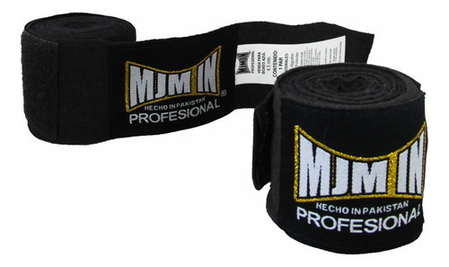 Vendas Para Box Algodón Mma Kick Boxing 4.5 Mts Mjm In Color Negro