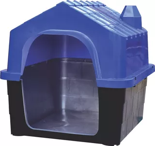Casa Para Perro Gato Plástico Resistente Chica 36x32x33cm Color Azul
