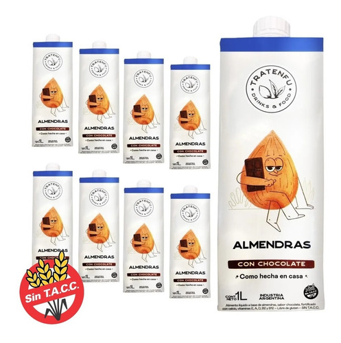 Leche Almendras Y Chocolate Tratenfu Sin Tacc 1 Lt Pack X 8