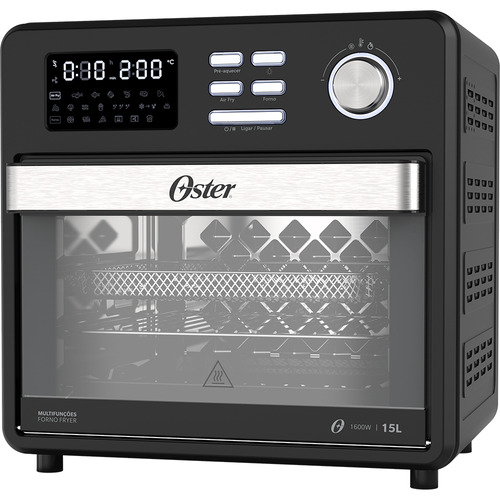 Air Fryer Forno Oster Fritadeira 15l Desidratador Grill Descongela Estufa Elétrica Sem Óleo Multifunções Compact 10 Em 1 Display Digital Ofor106 127v