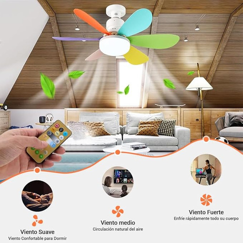 Abanicos De Techo 40w Con Lámpara Y Control Remoto Con 2 Pares Aspas