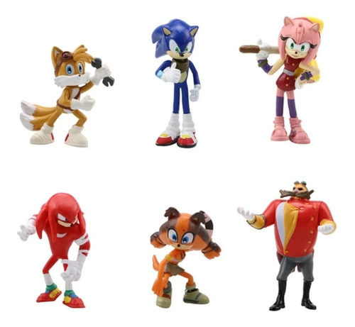 Set De 6 Figuras De Colección Personajes Sonic 