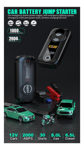 Boostech Jump Starter Portátil 2000a Para Arranques De Auto