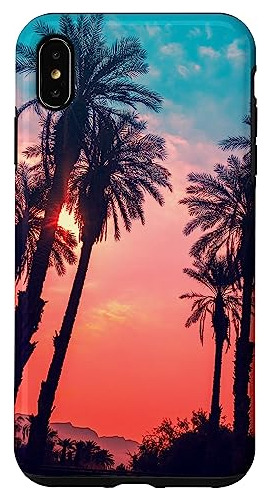 Funda Para iPhone XS Max Fun Tropical Beach Palm Tree Par-02