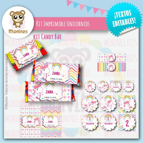 Unicornios Kit Imprimible Cumpleaños ¡con Texto Editable!