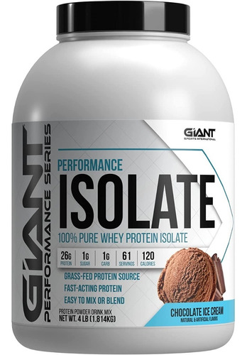 Giant Sports 100% Pure Whey Protein Isolate | 4 Lb 1.814 Kg