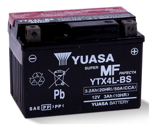 Imagen 1 de 3 de Bateria Para Motocicleta Yuasa Ytx4l-bs Libre Mantenimiento