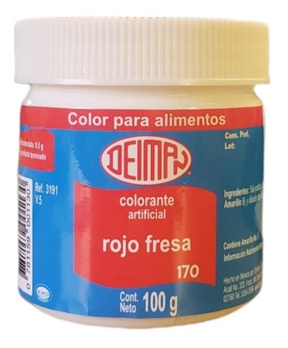 Colorante En Polvo Rojo Fresa (170) 100g Marca Deiman