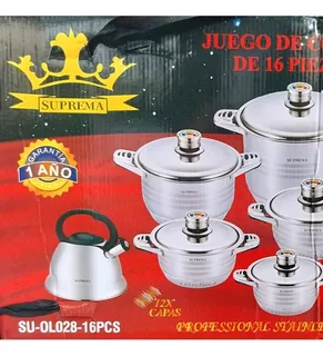 Set De Ollas Suprema Acero Inoxidable 16 Piezas - Germany