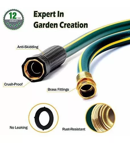 Solution4Patio 5/8 in. x 6 ft.Short Garden Hose, No Leaking, Green  Lead-Hose Male/Female Solid Brass Fittings for Reel Cart, Water Softener