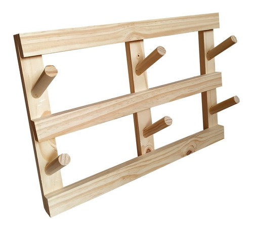 Perchero Escandinavo De Pared De Madera De Pino 6 Ganchos