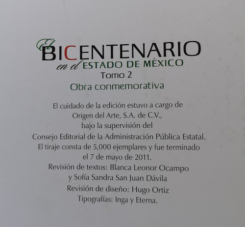 El Bicentenario En El Estado De México 2 Tomos (Usado)