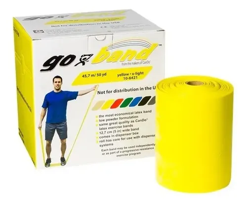 BANDA AMARILLO X 1 METRO AP 0 x 1 METRO Es una herramienta de rehabilitación y entrenamiento que ayuda a fortalecer músculos y mejorar la movilidad. Está hecha de látex natural, ofreciendo una resistencia ligera ideal para fisioterapia y ej