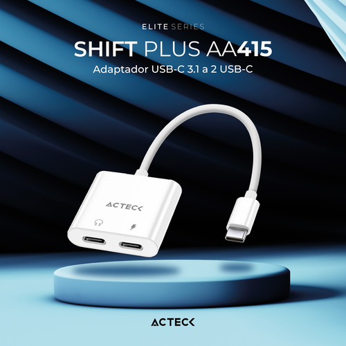 Adaptador Acteck Usb C 3.1 A 2 Usb C Aa415 Audio Y Carga