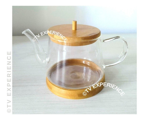 Imagen 4 de 6 de Tetera Vidrio Templado 450 Cc - Tapa Y Base De Madera