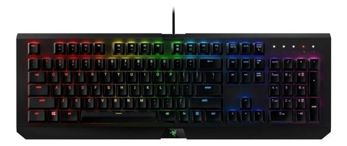 Teclado gamer Razer BlackWidow X Chroma QWERTY Green inglés US color negro con luz RGB