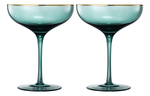 Copas De Vino De Color Verde Y Dorado Con Borde Dorado Copas