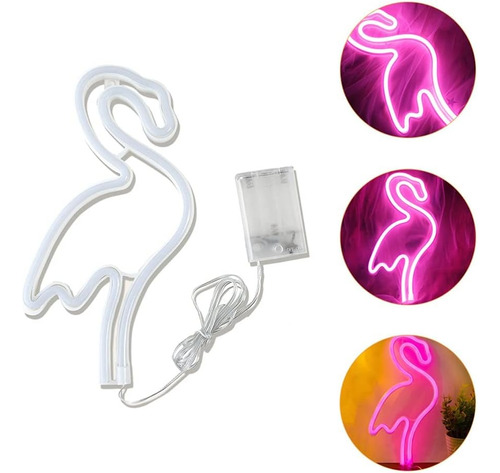 Letrero Lampara Led En Forma De Flamingo Decorar Infantil