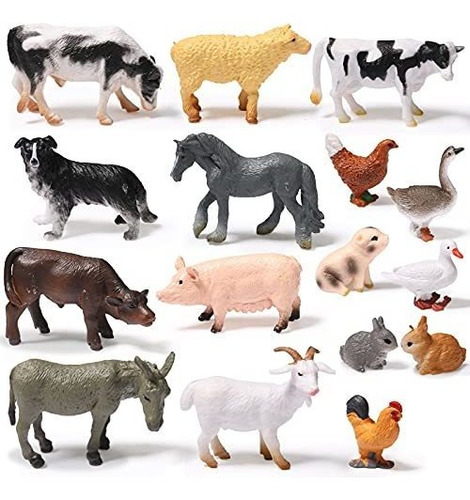 16 Piezas De Figuras De Animales De Granja, Juguetes Realist