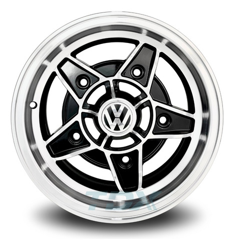 Rodas G190 Vw Fusca Kombi Aro 15 5x205 (jogo) +bicos Cor Preto Diamantado