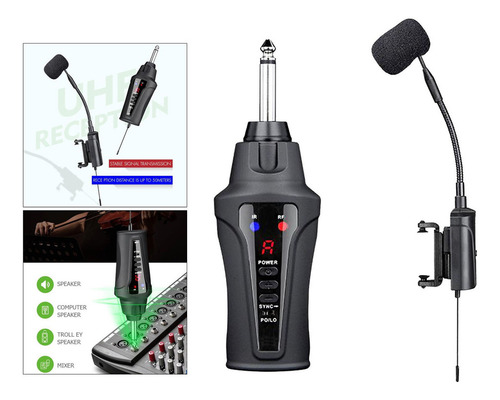 Instrumento Receptor Cardioide Con Clip Para Violín Uhf,
