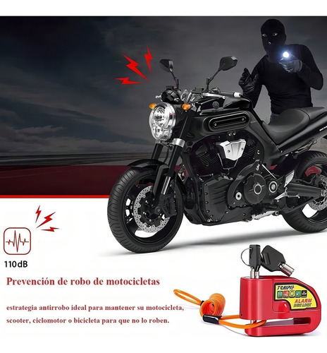Alarma Motocicleta Bloqueo Impermeable Freno Disco Candado