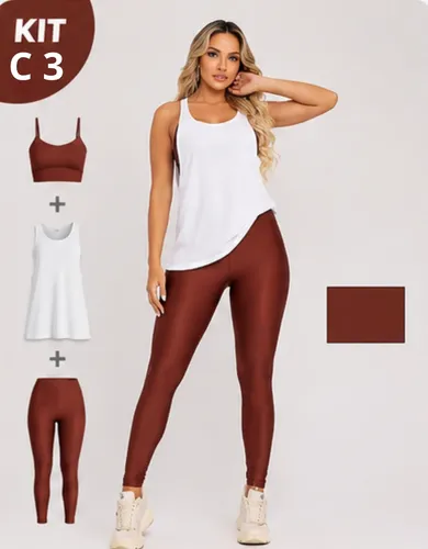Conjunto Fitness Top Legging E Regatão Feminino Academia Vinho G