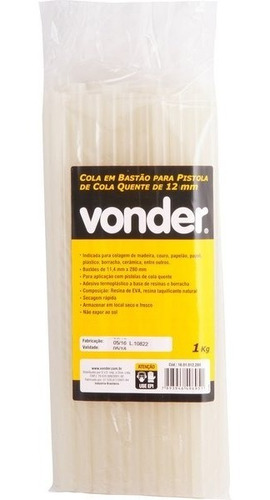 Imagem 1 de 2 de Cola Quente Bastão Grosso 1kg - 12mm - Vonder Original