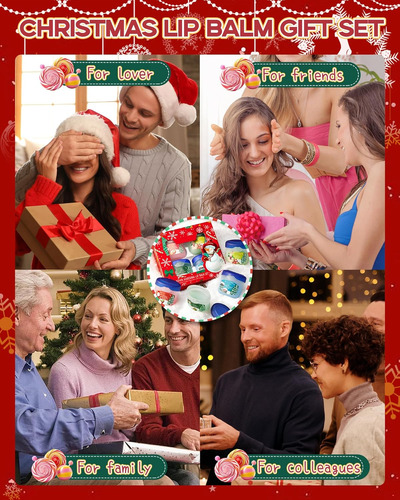 Juego De Bálsamo Labial De Navidad, 4 Piezas De Humectante L