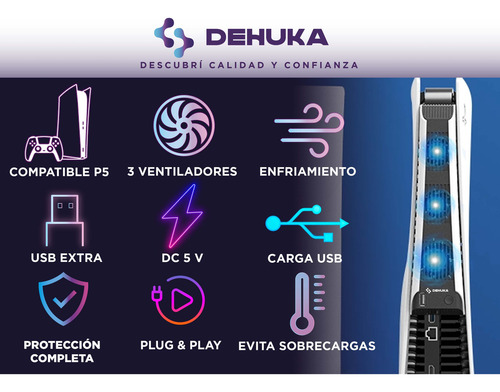 Ventilador De Enfriamiento Para Consola Compatible Con Ps5 Dehuka