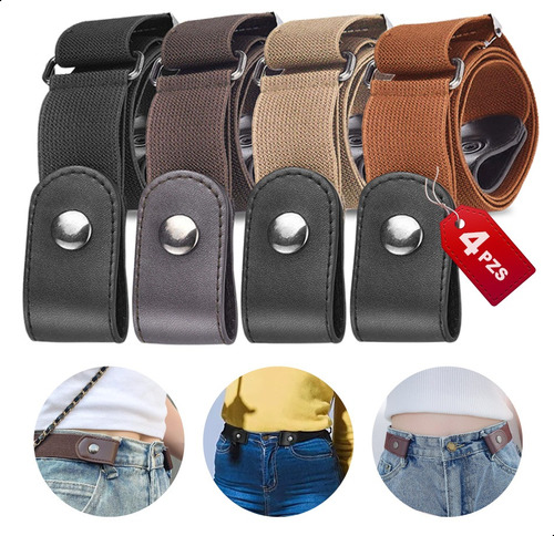 4pzs Cinturón Para Mujer Cinto Elástico Sin Hebilla P/sigilo