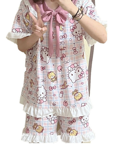 Pijama Hello Kitty Para Mujer, De Verano, Bonito De Dibujos