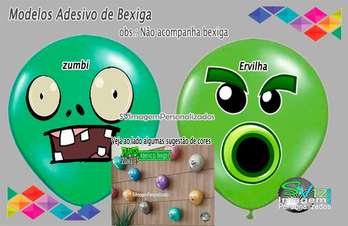 Festa Plants Vs Zombie Adesivo De Bexiga 20 Unidades