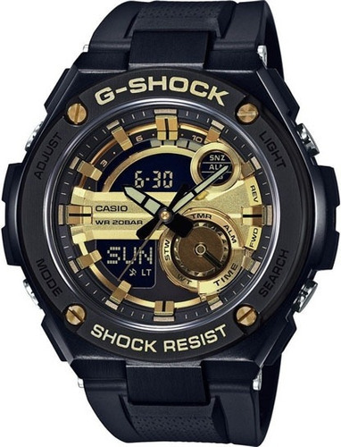 Relógio Casio G-shock G-steel Gst-210b-1a9dr Original + Cor Da Correia Preto Cor Do Bisel Preto Cor Do Fundo Dourado