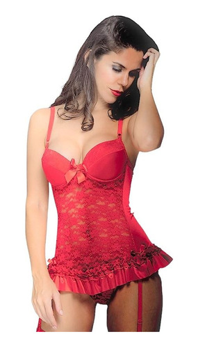 Corset Encaje/satin Con Taza Soft Lenceria Femenina