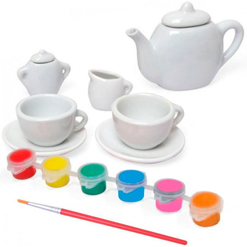Imagem 2 de 4 de Kit Festa Do Chá P Pintar 9 Pcs Porcelana Infantil Color Day