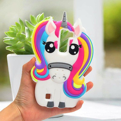 Blanco Lindo Unicornio Caballo 3d Teléfono Caso Cáscara Cubi