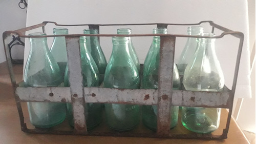 Antiguo Casillero De Hierro Conaprole Completo 10 Botellas