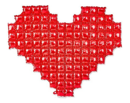 Globo Corazón Gigante Rojo Pixel 3d Metalizado Mylar